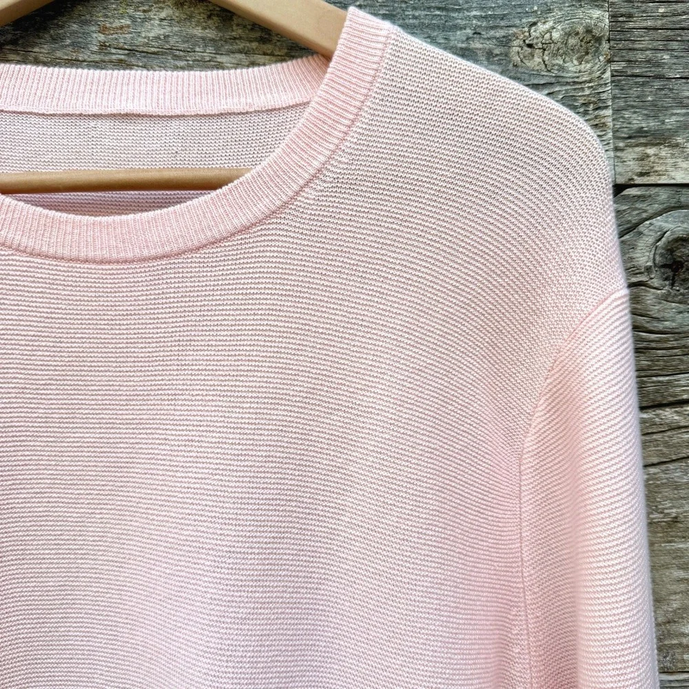 J Crew Mens Cotton Garter Stitch Crew Sweater M Icy Orchid Light Academia Preppy